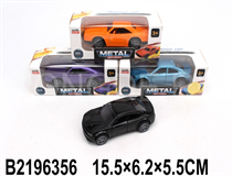 PULL BACK METAL CAR W/LIGHT&MUSIC (4 COLOURS)(2 MIX)